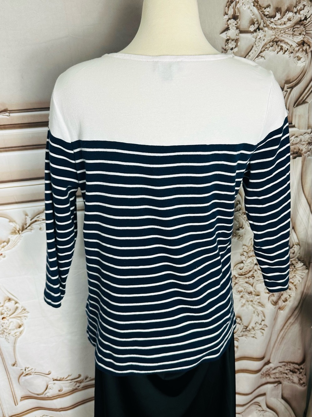 Jones New York Navy and White Striped Boatneck Top - Picture 5 of 7